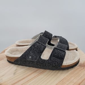 Birkenstock Womens Arizona Rivet Wool Felt Two Strap Slip On Flat Sandals 40